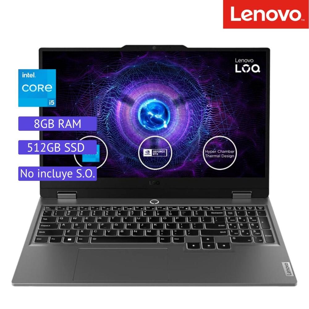 Laptop Lenovo LOQ 15IAX9 15.6"" FHD IPS, Core i5-12450HX hasta 4.4GHz 8GB DDR5-4800MHz