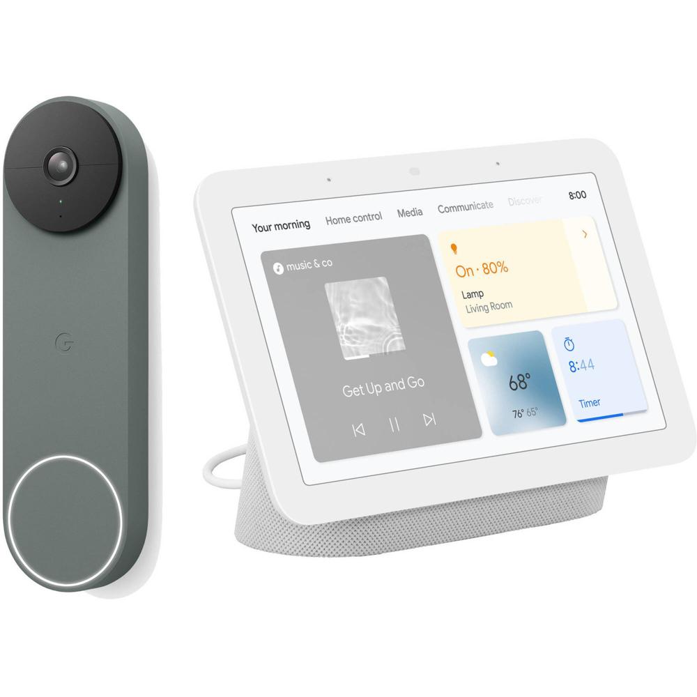 Kit de Timbre de Video Google (Batería, Ivy) y Nest Hub (2ª Generación, Tiza) - Resolución 960 x 128