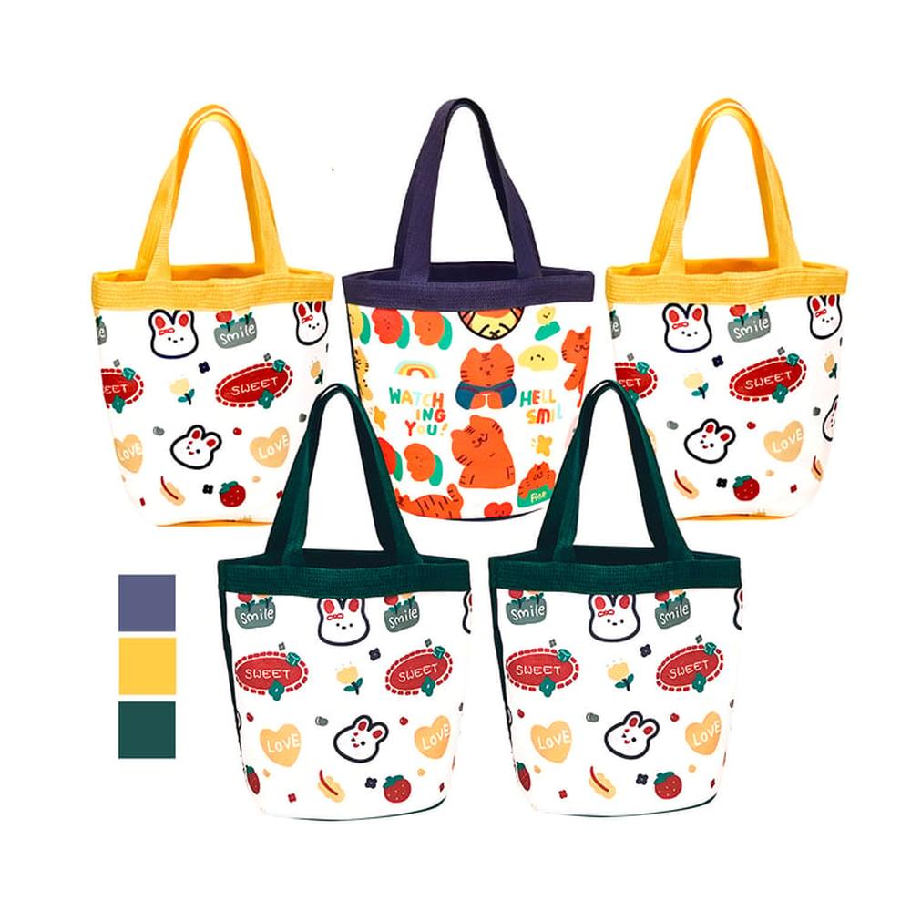Bolso De Mano X5 Unidades Lona Portátil Estampado Compras Kawai.