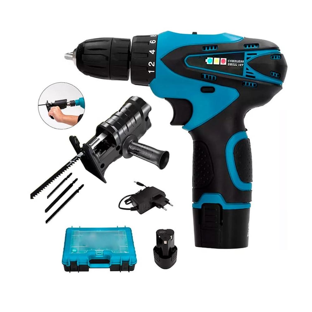 Taladro Atornillador 12V Inalambrico+ Adaptador Caladora