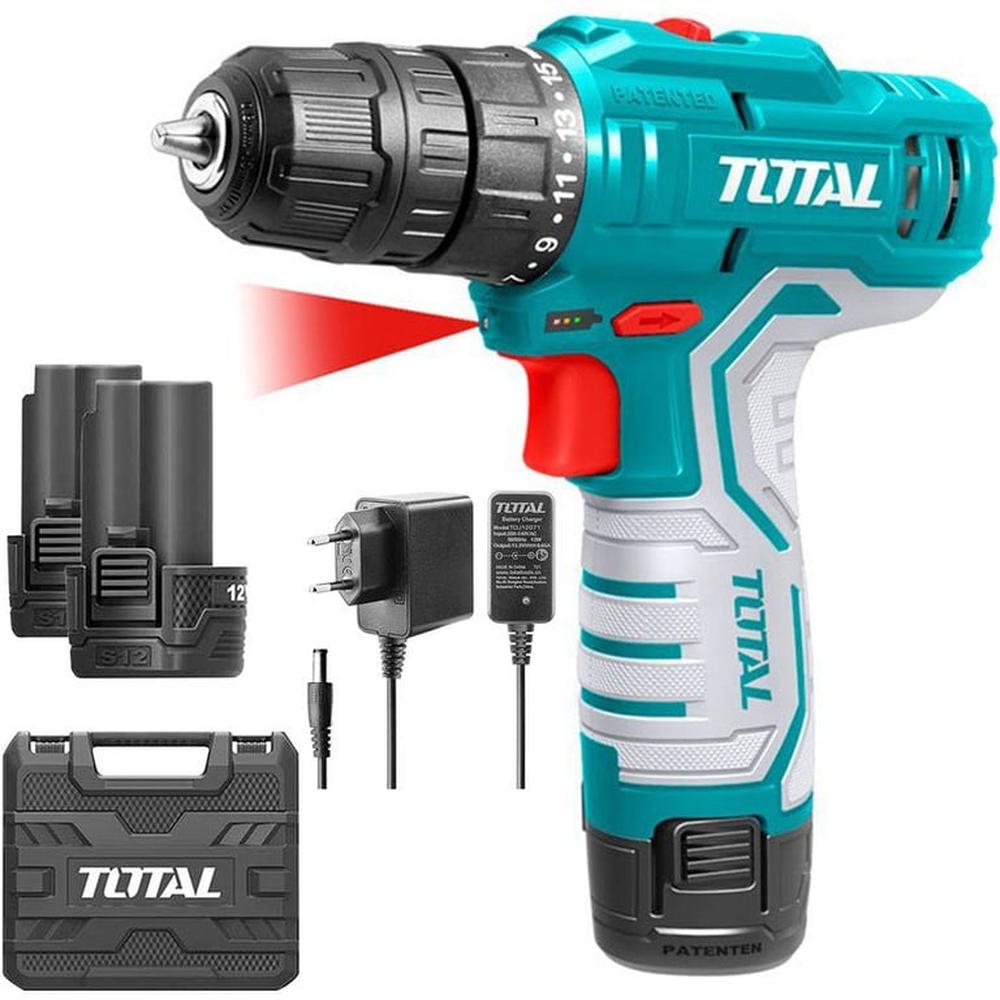 TALADRO ATORNILLADOR INALÁMBRICO 12v ACCESORIOS TOTAL - TDLI12325