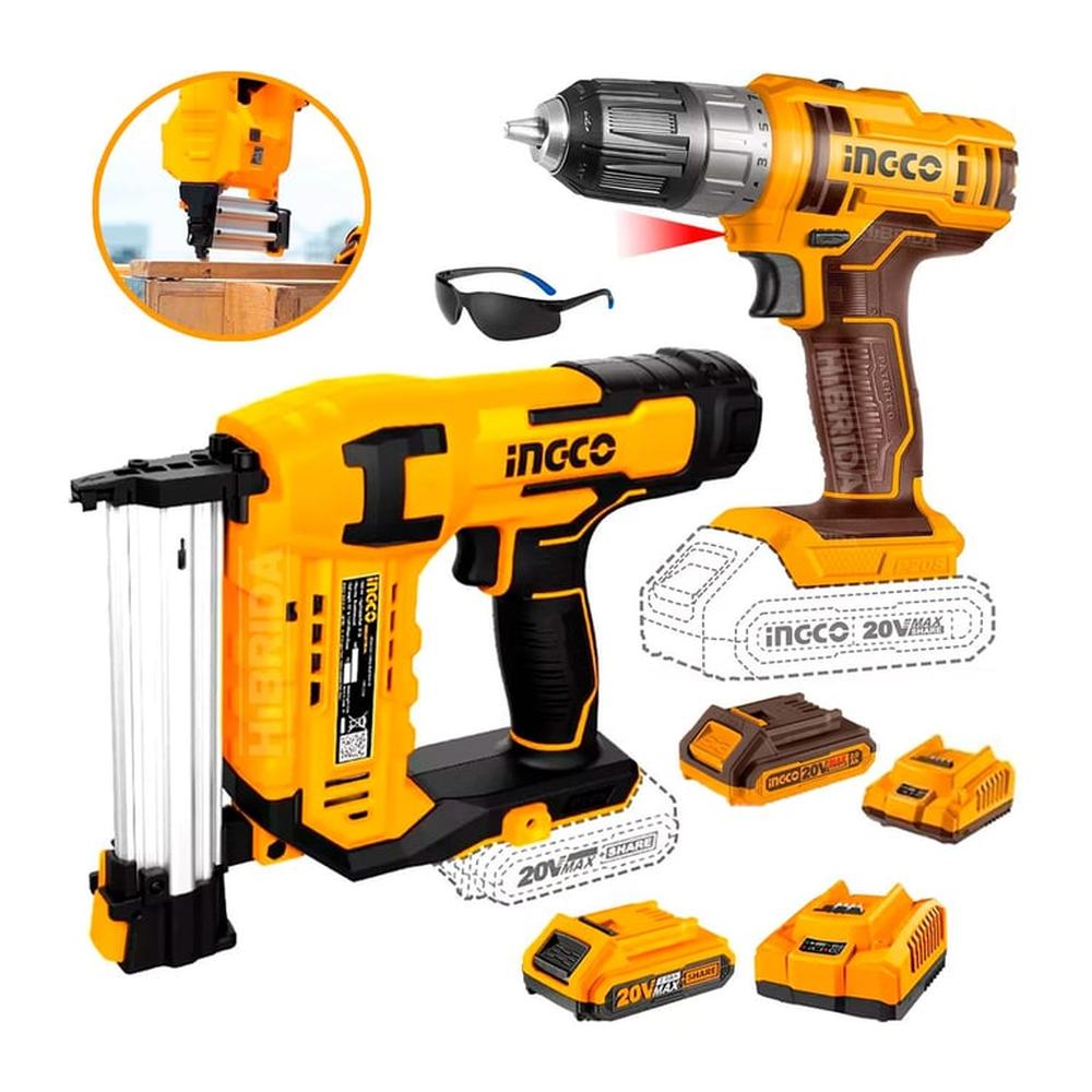 Clavadora Inalámbrica Más Taladro Atornillador 20V Perfora - Combo