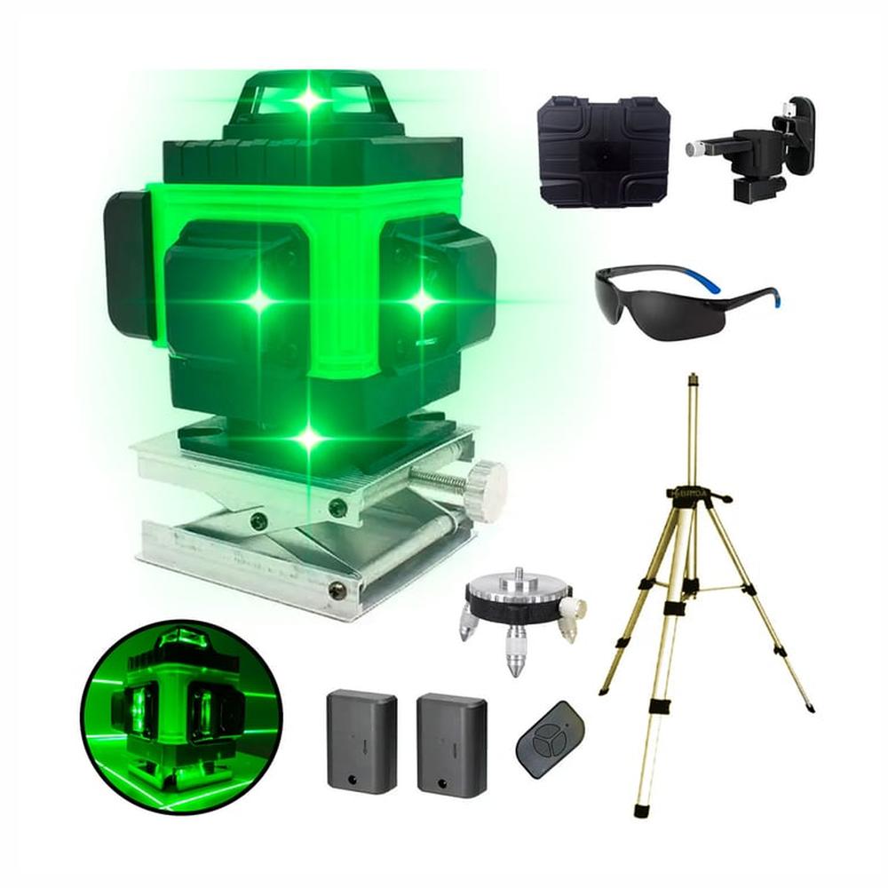Nivel Láser Verde 16 Líneas Batería Recargable + Trípode - Combo