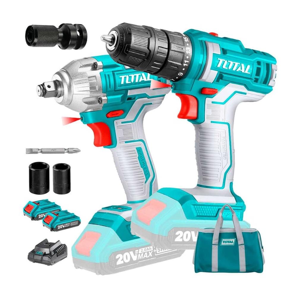 Taladro Atornillador Llave Impacto ½ 20V Total Adaptador