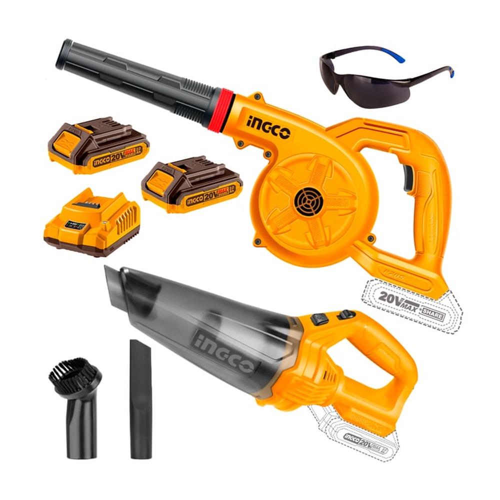 Sopladora 20V + Aspiradora Mano 20V+ 2Bat Hogar Ingco