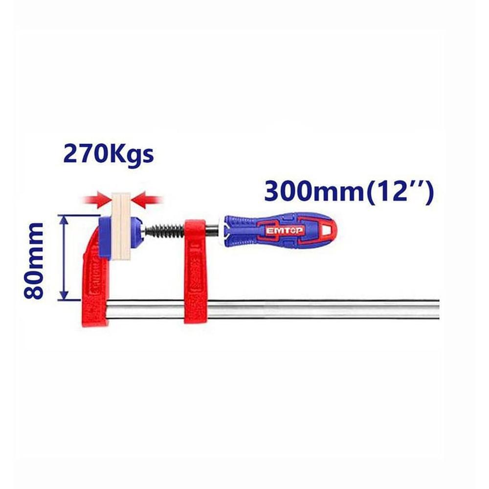 PRENSA SARGENTO TIPO F 80x300MM 270K INDUSTRIAL EMTOP - ECLPF08101