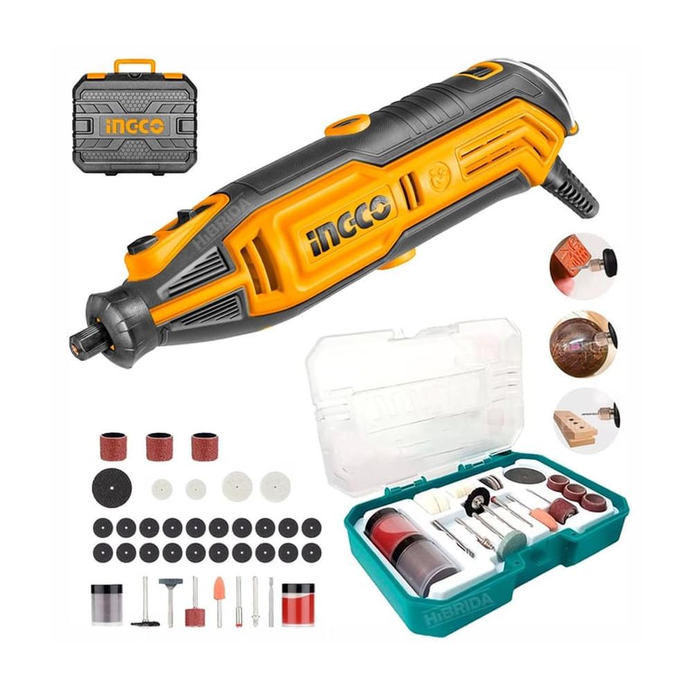MNI GRINDER 130W TALADRO MULTIPROPÓSITO y SET 73PC INGCO