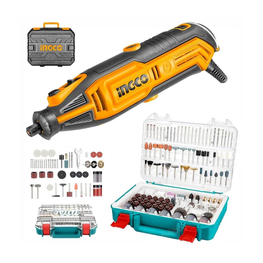 COMBO MINI GRINDER 130w TALADRO MULTIPROPÓSITO PULIR + SET 420 PZAS INGCO