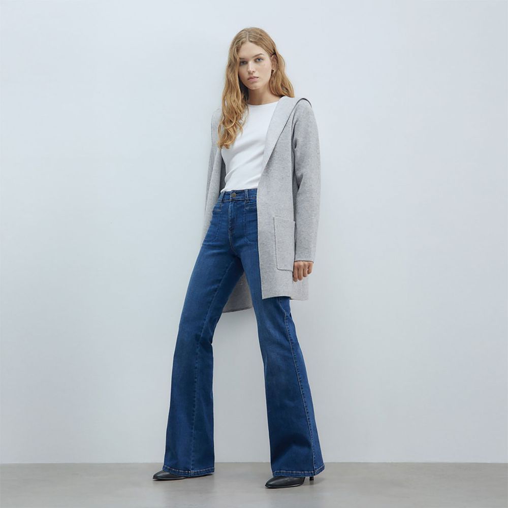 Sfera Chaqueta Larga Mujer Punto Blazer Terciopelo Recta Sfera