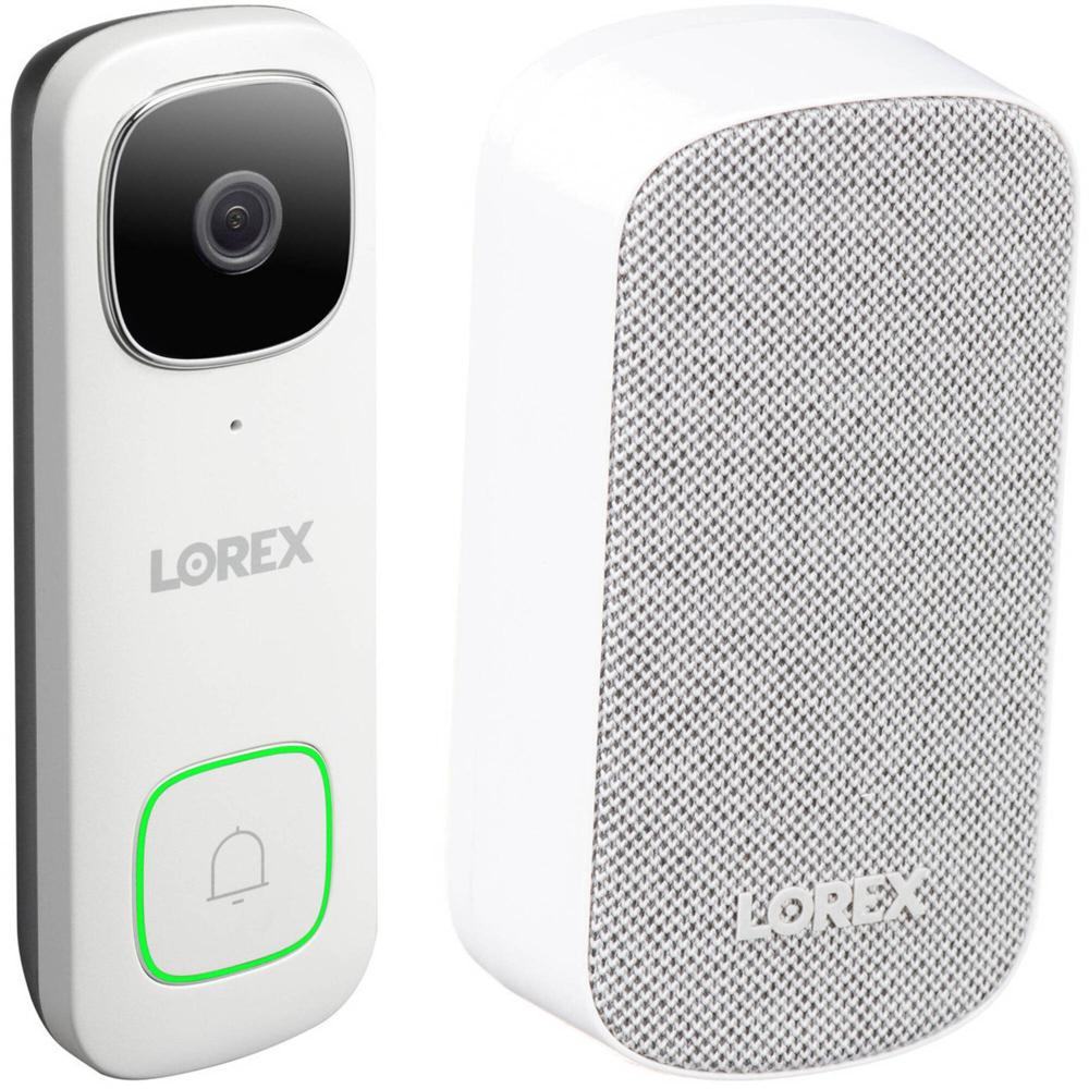 Lorex B451AJD-E 2K QHD Videoportero Wi-Fi (Blanco) con Chimebox ACCHM2-B, Visión Nocturna, Audio Bid