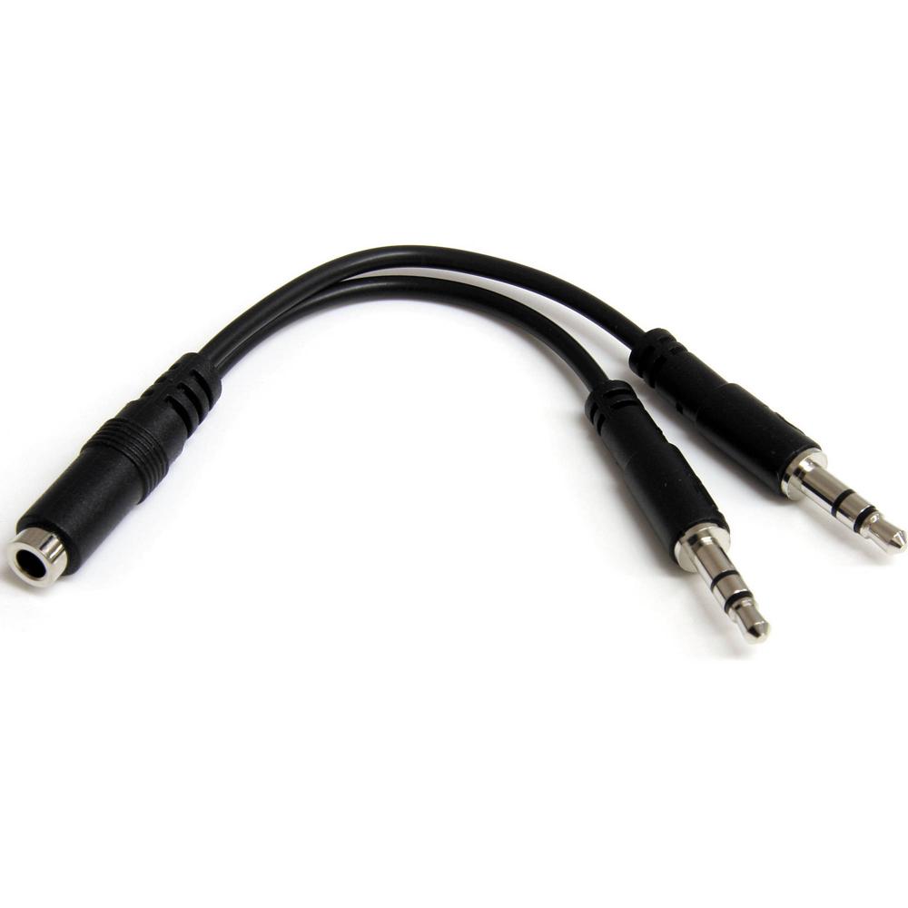 StarTech Cable Y de 3.5mm TRRS Femenino a 2 Machos TRS de 3.5mm (5.1"") - Para Auriculares de 4 Polos