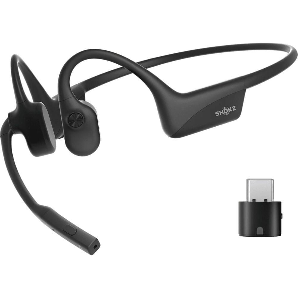 SHOKZ OpenComm 2UC: Auriculares Inalámbricos de Conducción Ósea con Dongle USB-C, Micrófono Rotatori