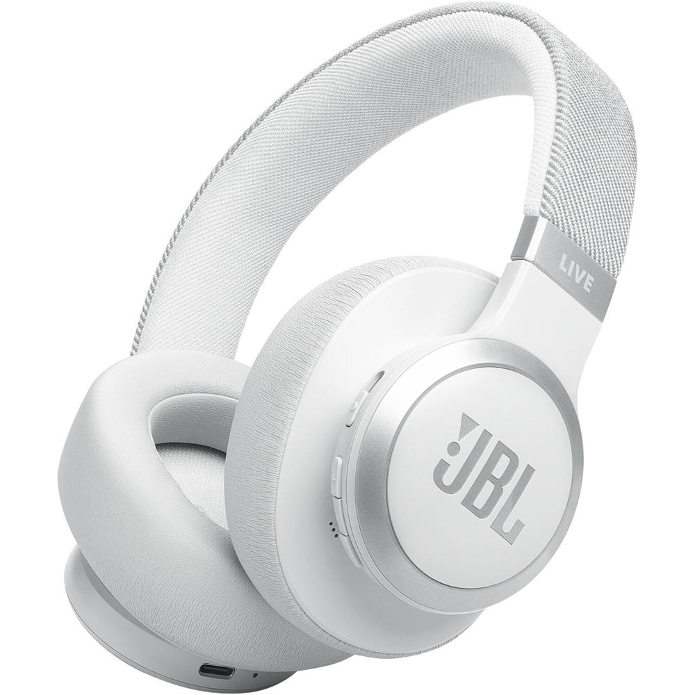 JBL Live 770 NC Auriculares Over-Ear con Cancelación de Ruido (Blanco) - Sonido JBL Signature, Conec