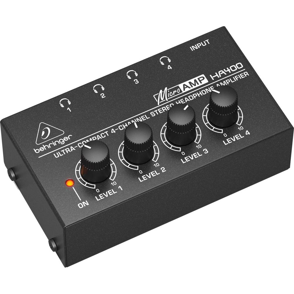 Amplificador de Auriculares Estéreo Behringer MicroAMP HA400 - 4 Canales Independientes, Diseño Comp