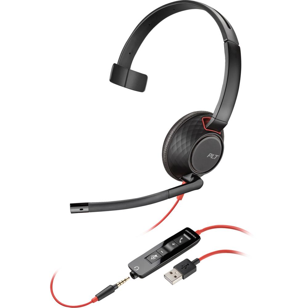 Auricular Mono USB-A Poly Blackwire 5210 con Micrófono Flexible y Control Remoto Inline