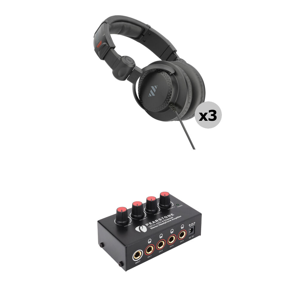 Kit de Auriculares Polsen HPC-A30-MK2 con 3 Auriculares y Amplificador de Auriculares HMA-41