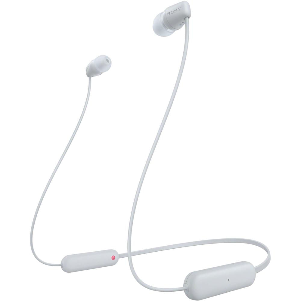 Auriculares In-Ear Inalámbricos Sony WI-C100 (Blanco) - Sonido Balanceado, Resistencia al Agua, Larg