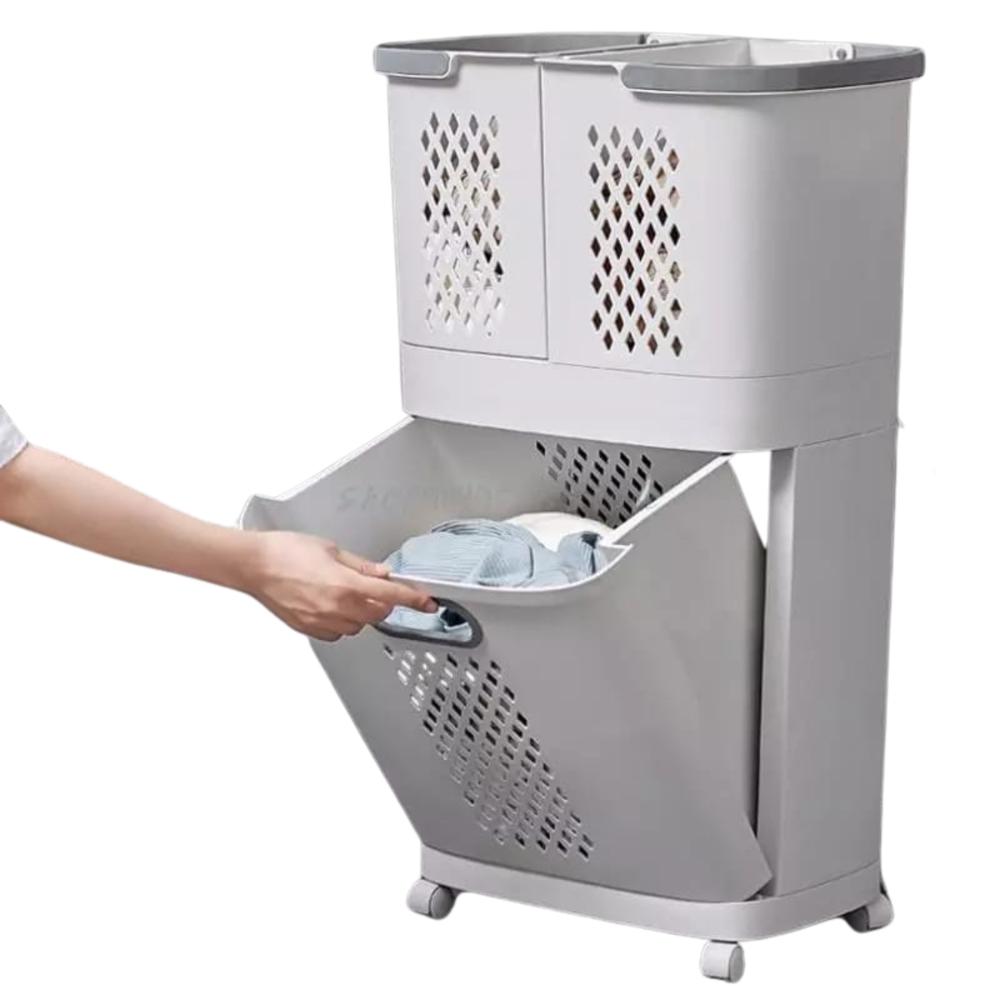 Estante De Lavandería Con Rueda 3 Divisiones 4210004