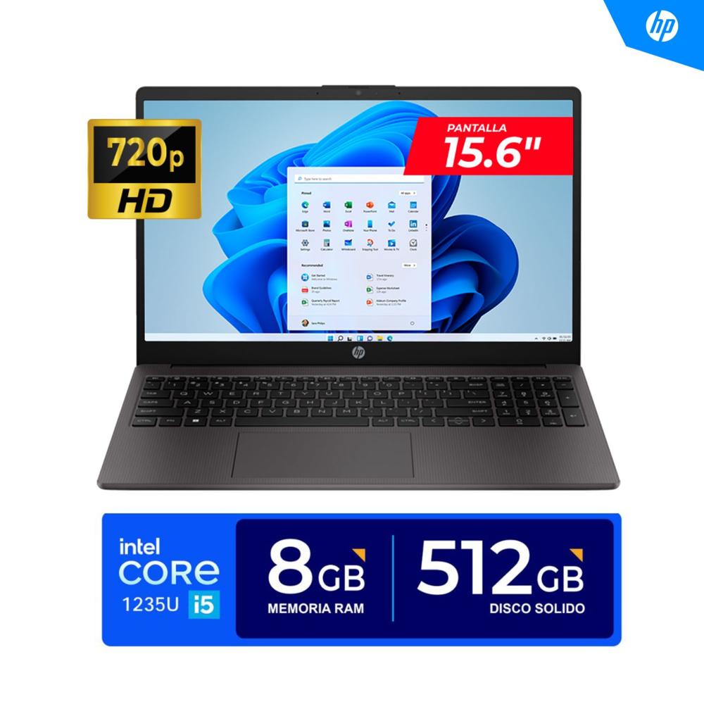 Laptop HP 250 G9 Core i5 1235U 4.40GHz 10 Núcleos 15.6"" HD 8GB DDR4 512GB SSD FREEDOS