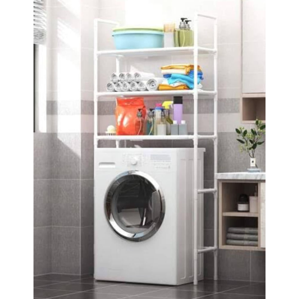 Organizador de Lavanderia Estante de Lavadora Multifuncional 3 Niveles Blanco