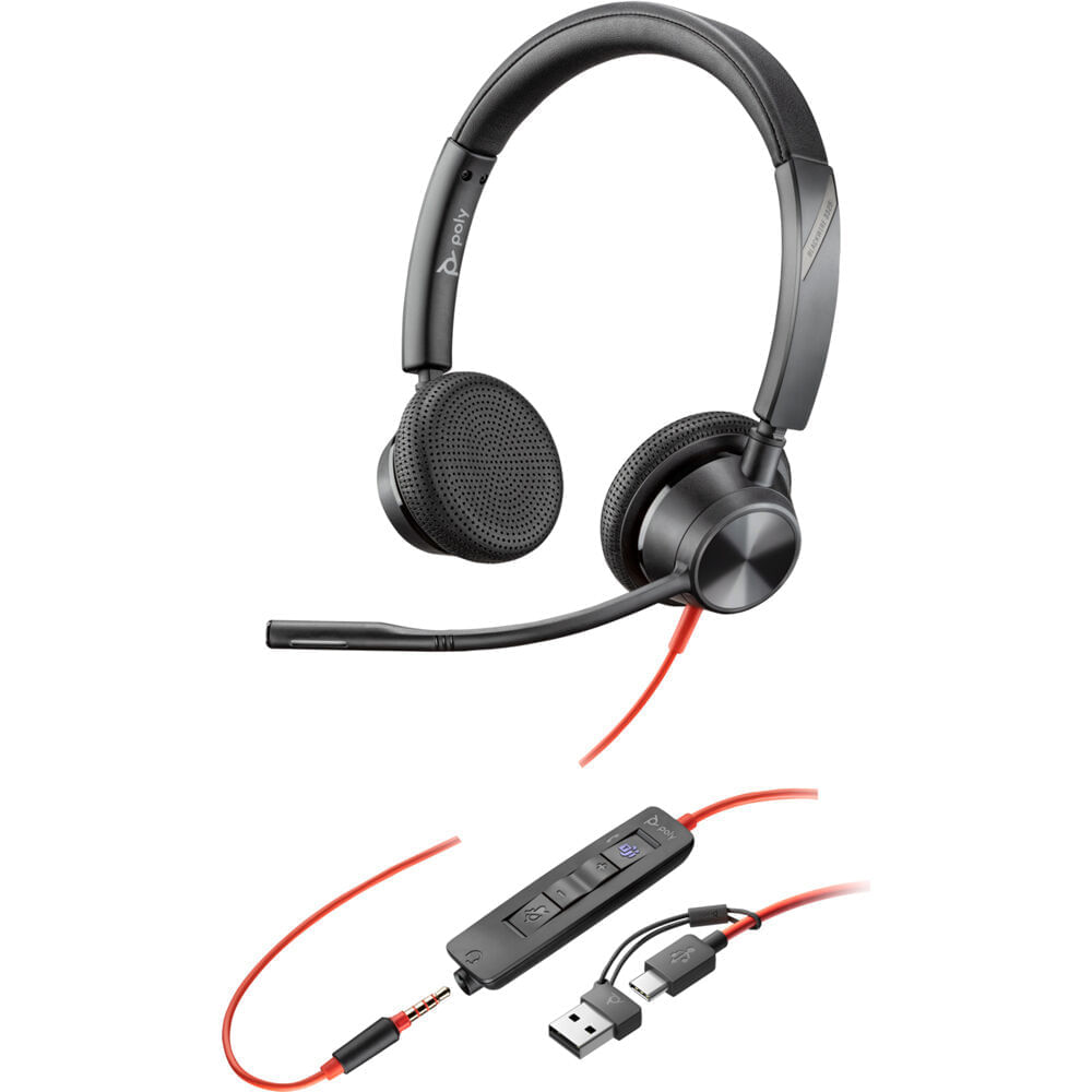 Auriculares Estéreo USB-C Poly Blackwire 3325 con Micrófono Omnidireccional y Certificación Microsof