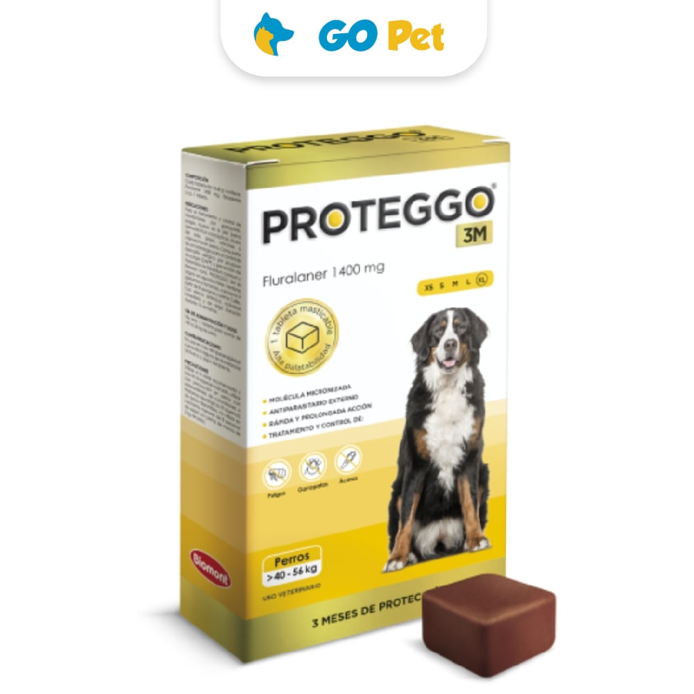 Antipulgas para Perros Proteggo 3M 1400mg 40 a 56 Kg x 1 Tableta