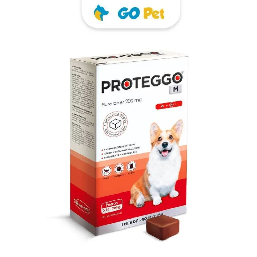 Antipulgas Proteggo 1M 200mg de 10 a 20 Kg x 1 Tableta