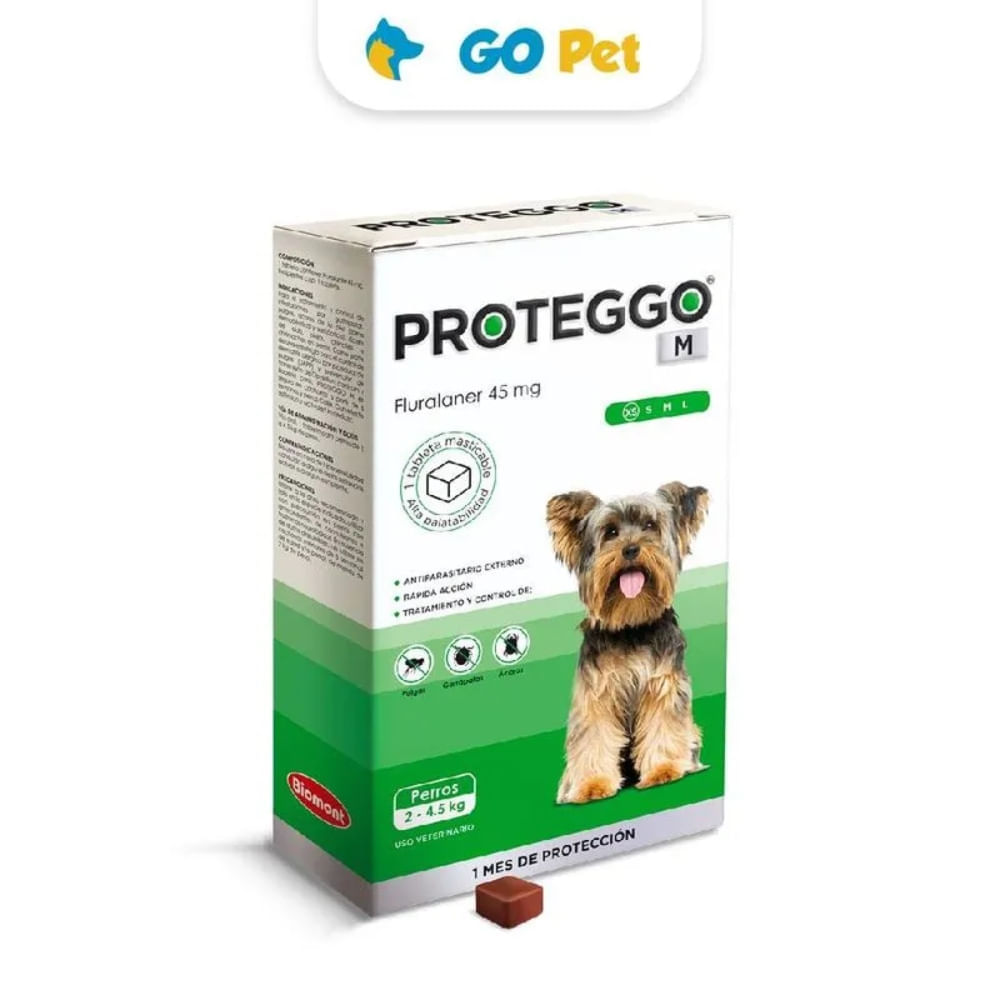 Antipulgas Proteggo 1M 45mg de 2 a 4.5 Kg x 1 Tableta