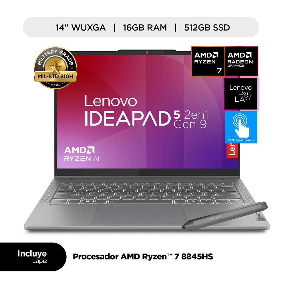 Laptop Lenovo NB IP 5 2-in-1 14AHP9 R7-8845HS 14"" 16GB RAM 512GB SSD W11 Luna Grey