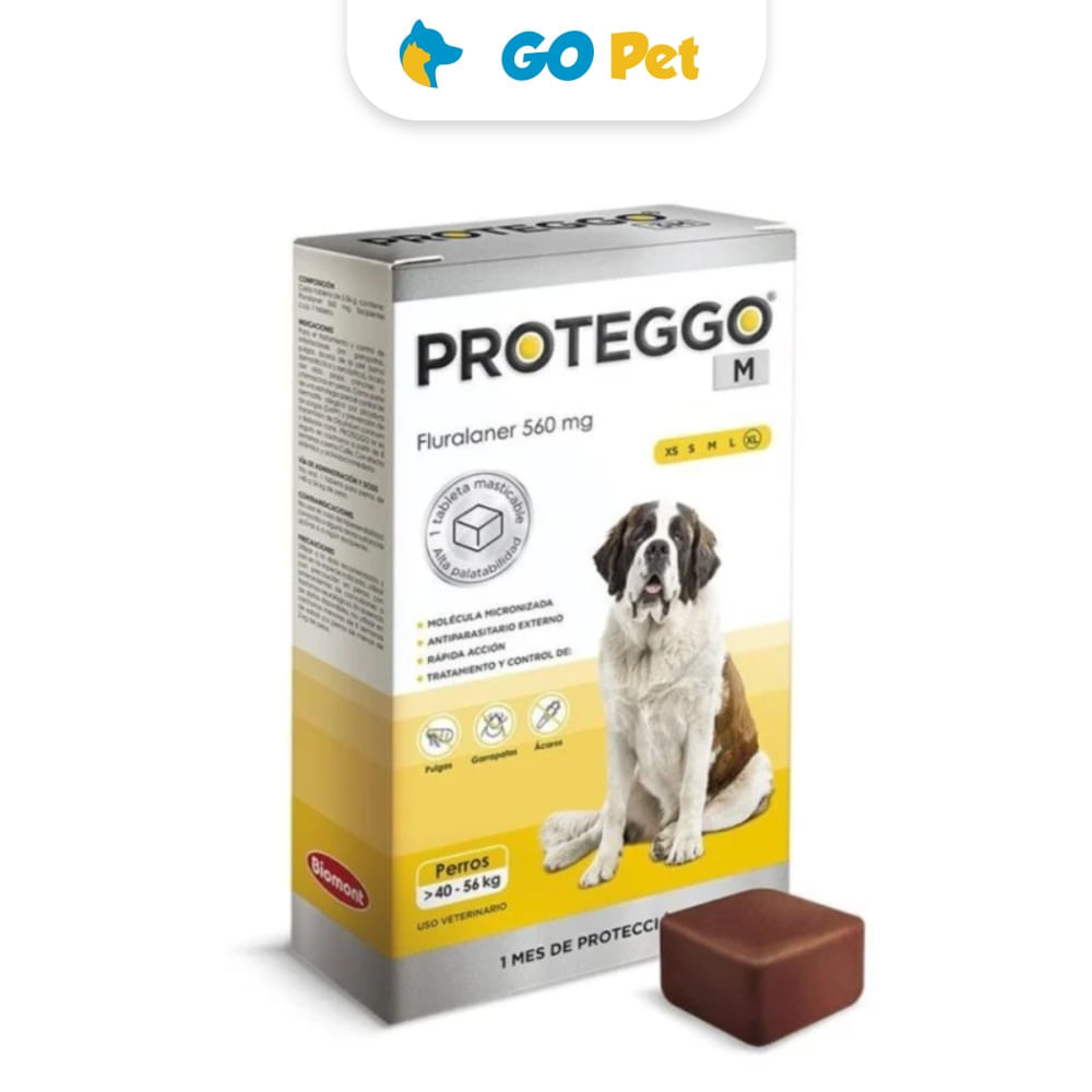 Antipulgas Proteggo 1M 560mg de 40 a 56 kg x 1 Tableta