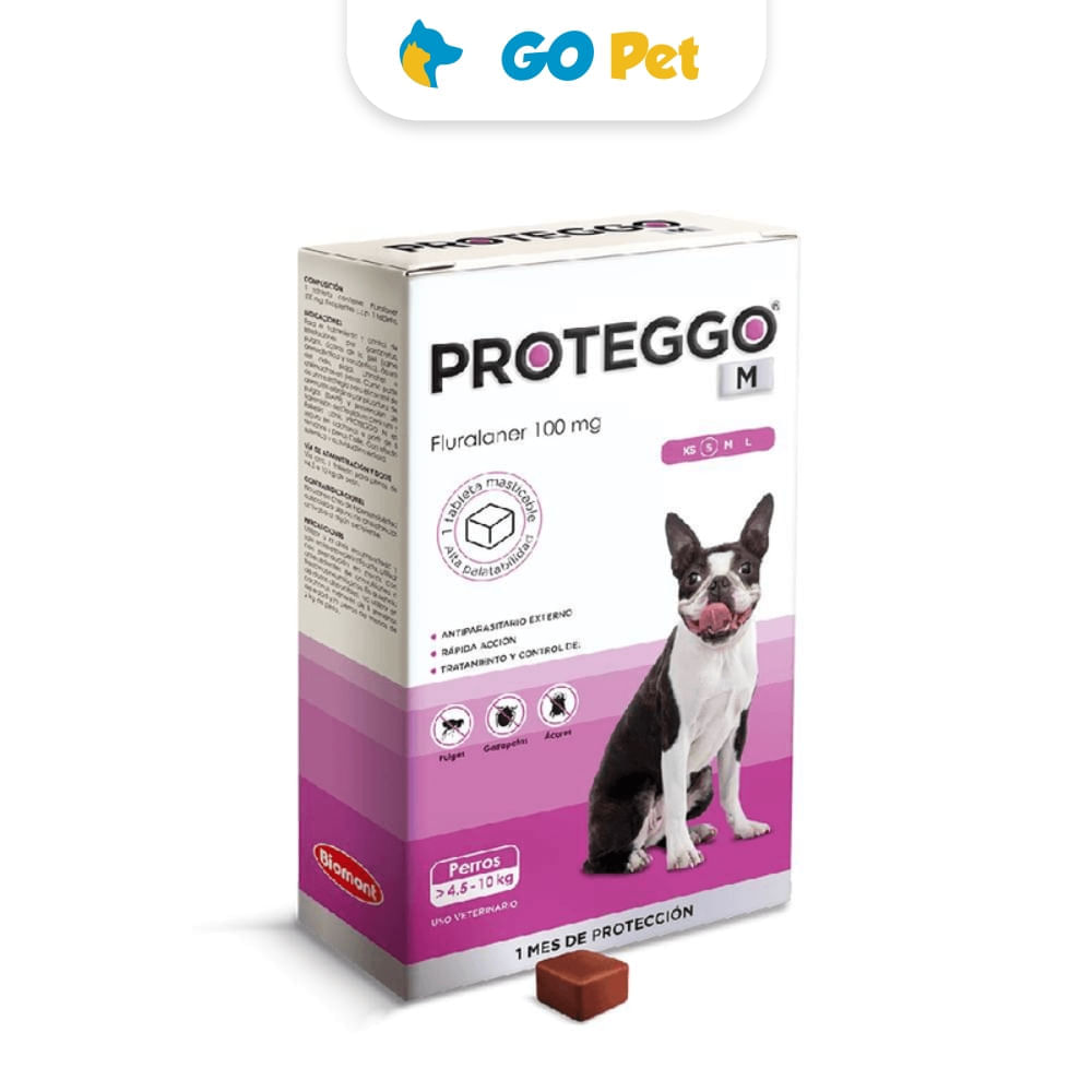 Antipulgas Proteggo 1M 100mg de 4.5 a 10 Kg x 1 Tableta