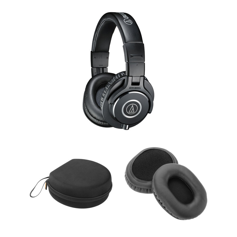 Auriculares Audio-Technica ATH-M40x y Kit de Estuche (Negro) - Incluye Cable Enrollado de 3.9 a 9.8'