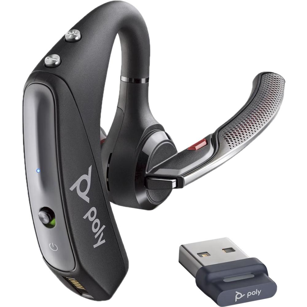 Auriculares Bluetooth Poly Voyager 5200 UC con Dongle USB-A BT600 - Conexión a PC/Tablet/Teléfono de
