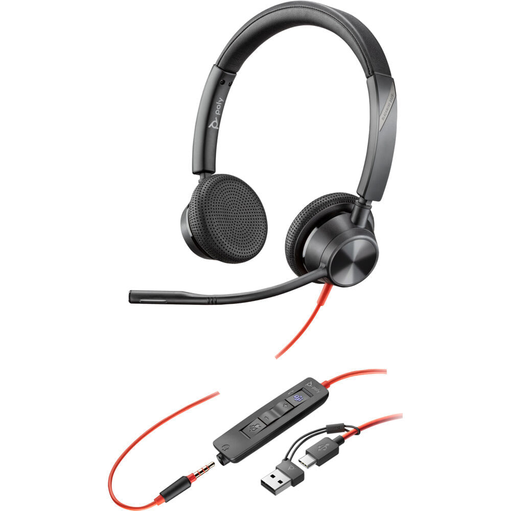 Auriculares Estéreo USB-C Poly Blackwire 3325 con Micrófono Omnidireccional con Cancelación de Ruido