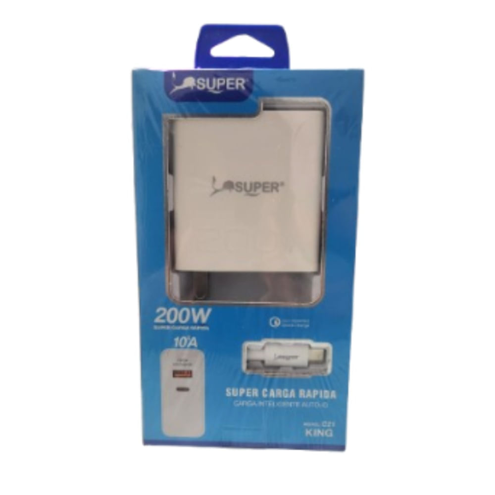 CARGADOR SUPER CARGA RAPIDA 200W Blanco