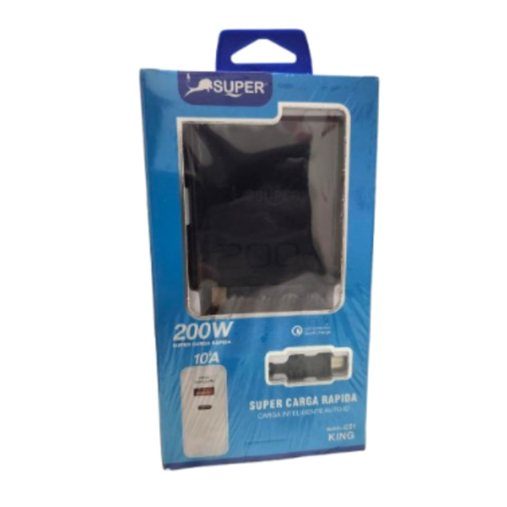 CARGADOR SUPER CARGA RAPIDA 200W Negro