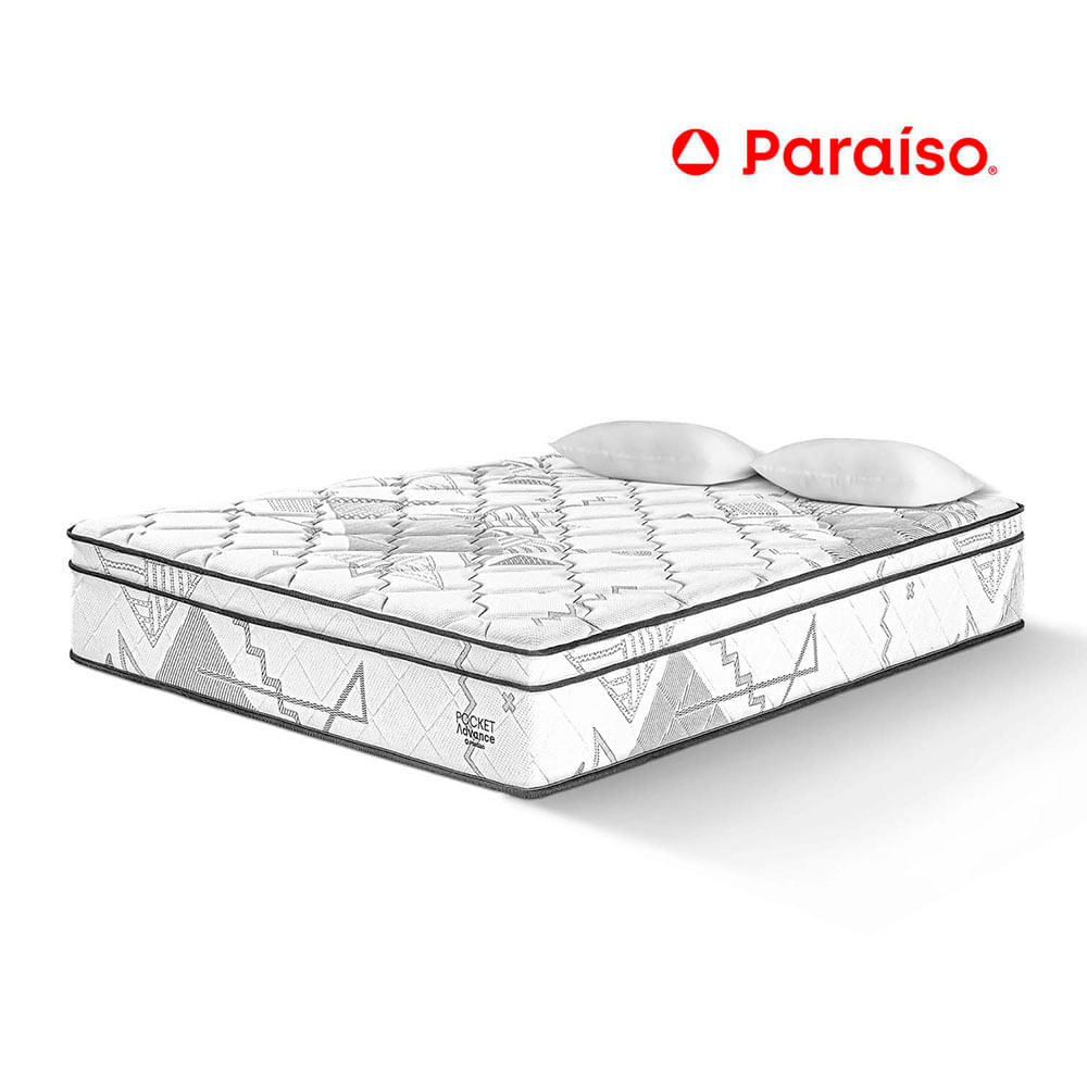 Colchón Paraíso Pocket Advance 2 Plazas + 2 Almohada + 1 Protector