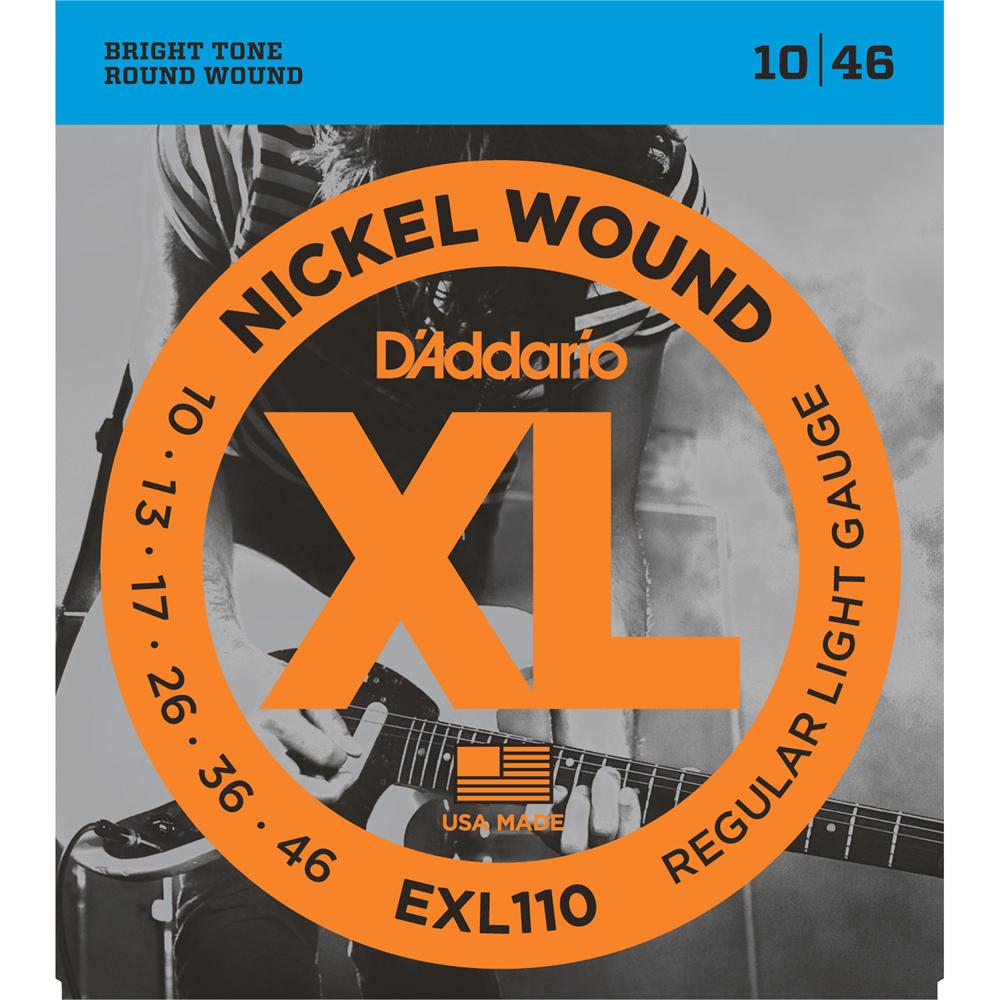 Cuerdas de Guitarra Eléctrica D'Addario EXL110 Regular Light XL Niqueladas (Juego de 6 Cuerdas, 10 -