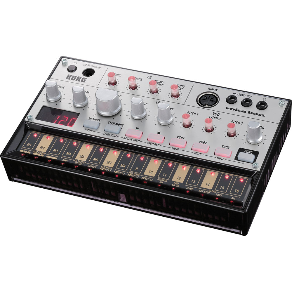 Korg Volca Bass Analógico: Sintetizador con Secuenciador de 16 Pasos, 3 Osciladores y Altavoz Integr