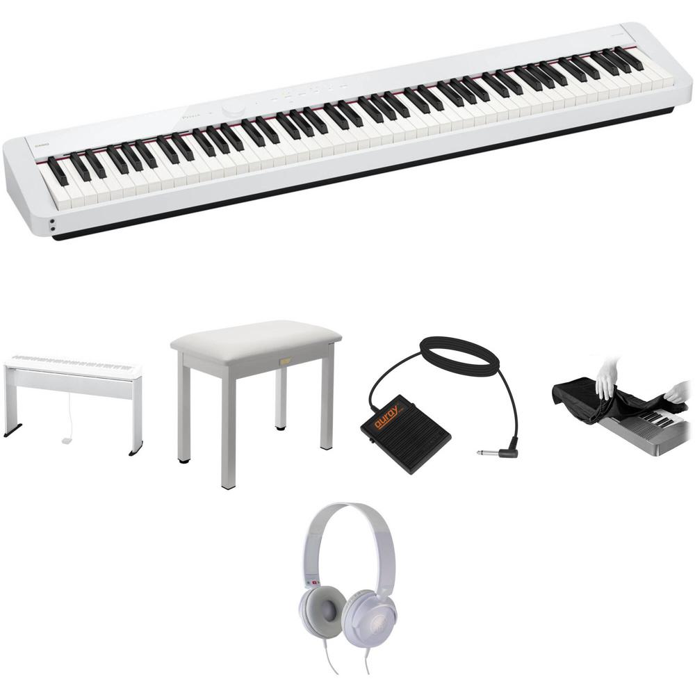 Piano Digital Casio Privia PX-S1100 de 88 Teclas con Soporte, Banco, Auriculares, Pedal (Blanco) - I