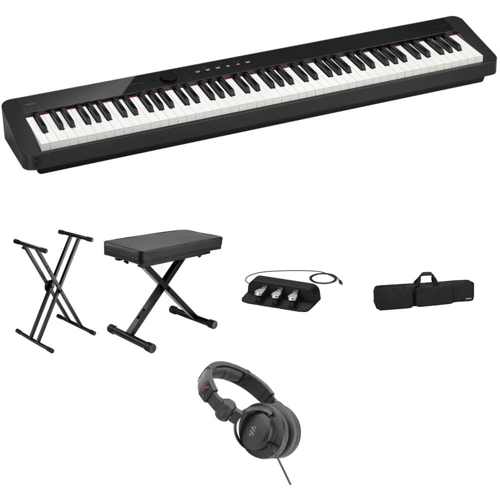 Piano Digital Casio Privia PX-S1100 de 88 Teclas con Soporte, Banco, Auriculares, Pedal Triple y Fun