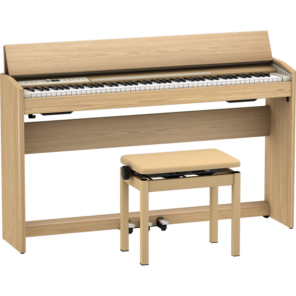 Piano Digital Moderno Roland F701 de 88 Teclas con Soporte y Banco (Roble Claro) - Diseño Contemporá