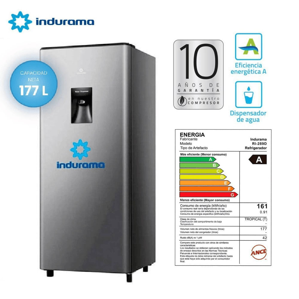 Refrigeradora Indurama Autofrost RI-289D 177 litros