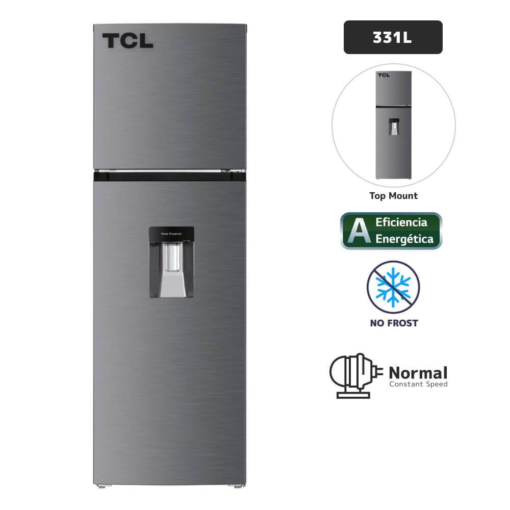 Refrigeradora TCL 331L No Frost P333TMN Grey Inox