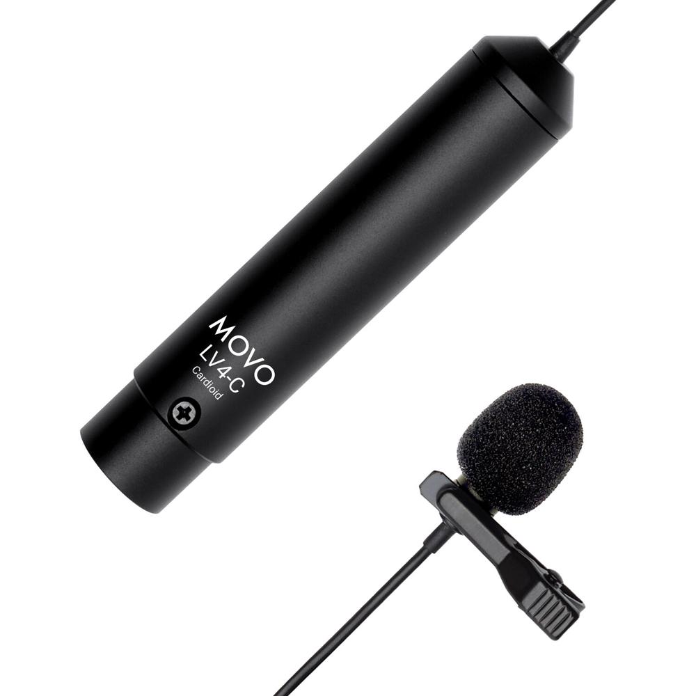 Micrófono Lavalier Cardioide Movo Photo LV4-C con Conector XLR - Ideal para Entrevistas, Voice-Overs