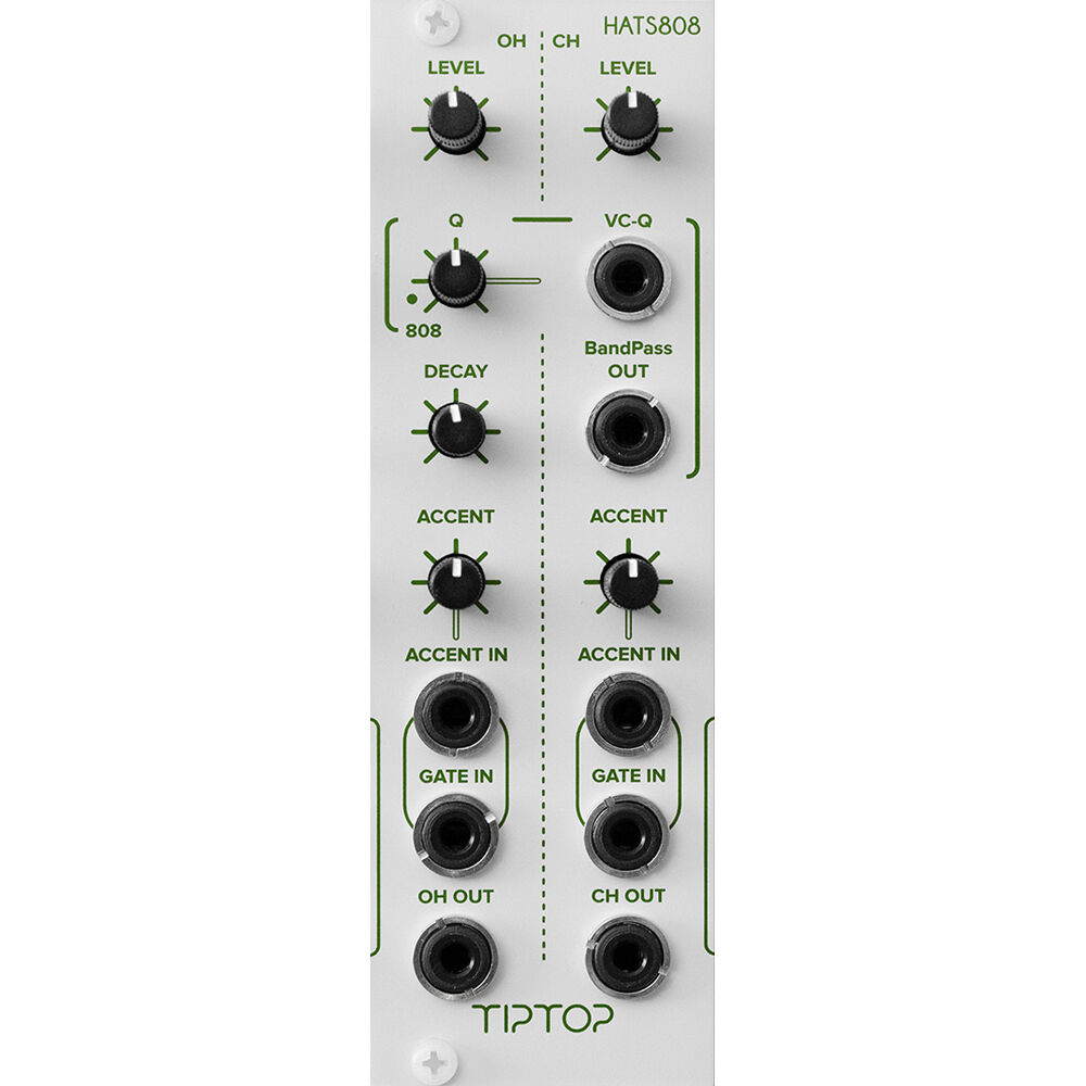 Módulo Eurorack TipTop Audio HATS808 Hi-Hat (4 HP) - Circuitos Analógicos TR-808, Salidas Separadas,