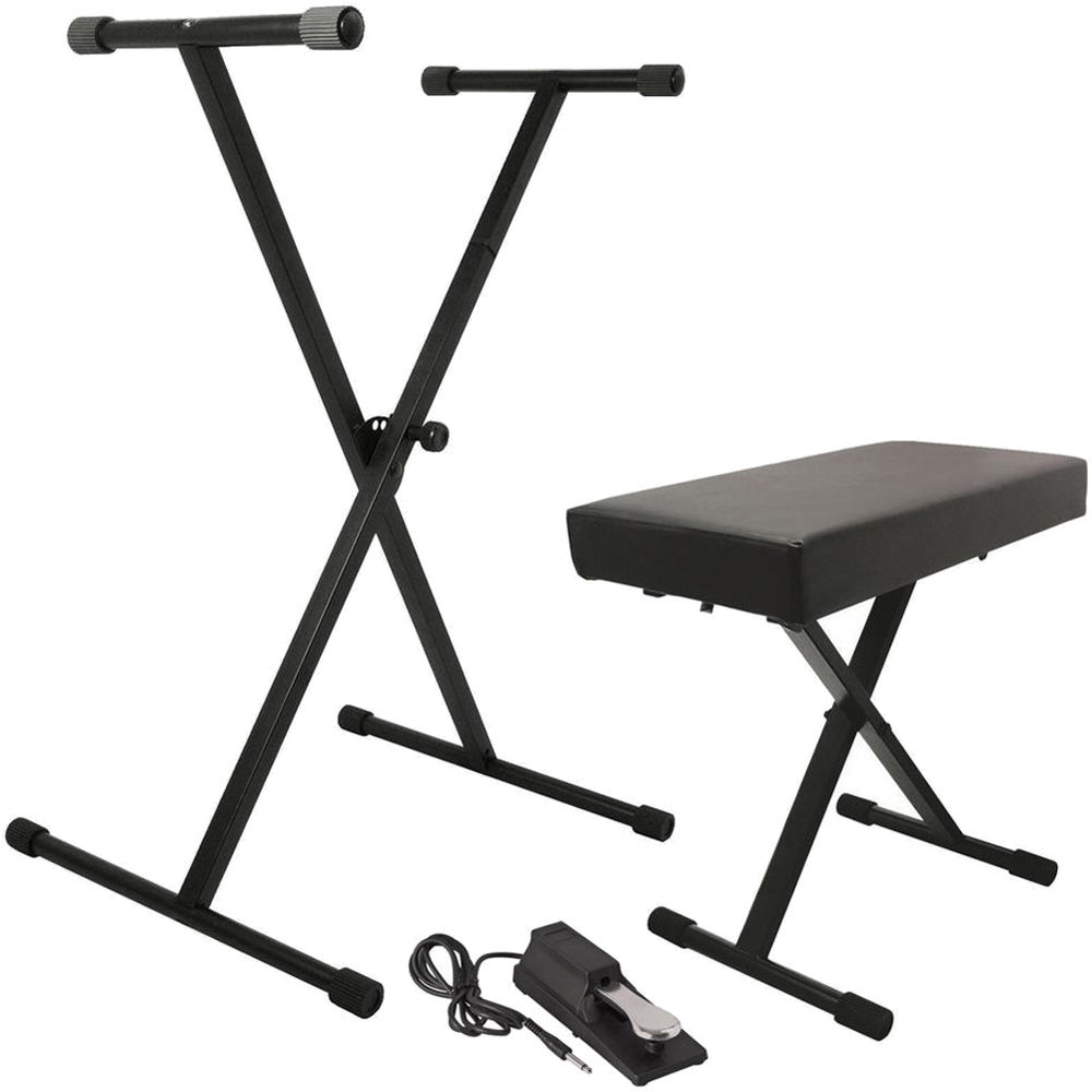 Paquete de Soporte/ Banco para Teclado On-Stage con Pedal de Sostenido KSP100