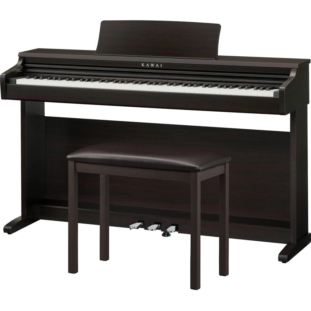 Piano Digital Kawai KDP120 de 88 Teclas con Banco a Juego (Madera Rosa Premium) - Ideal para Princip
