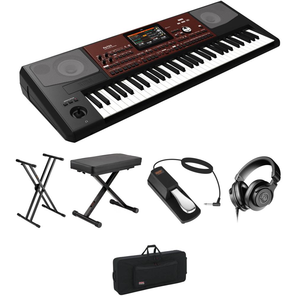 Korg Pa700 Teclado Arranger Profesional de 61 Teclas con Soporte Doble-X, Banco X, Pedal, Auriculare