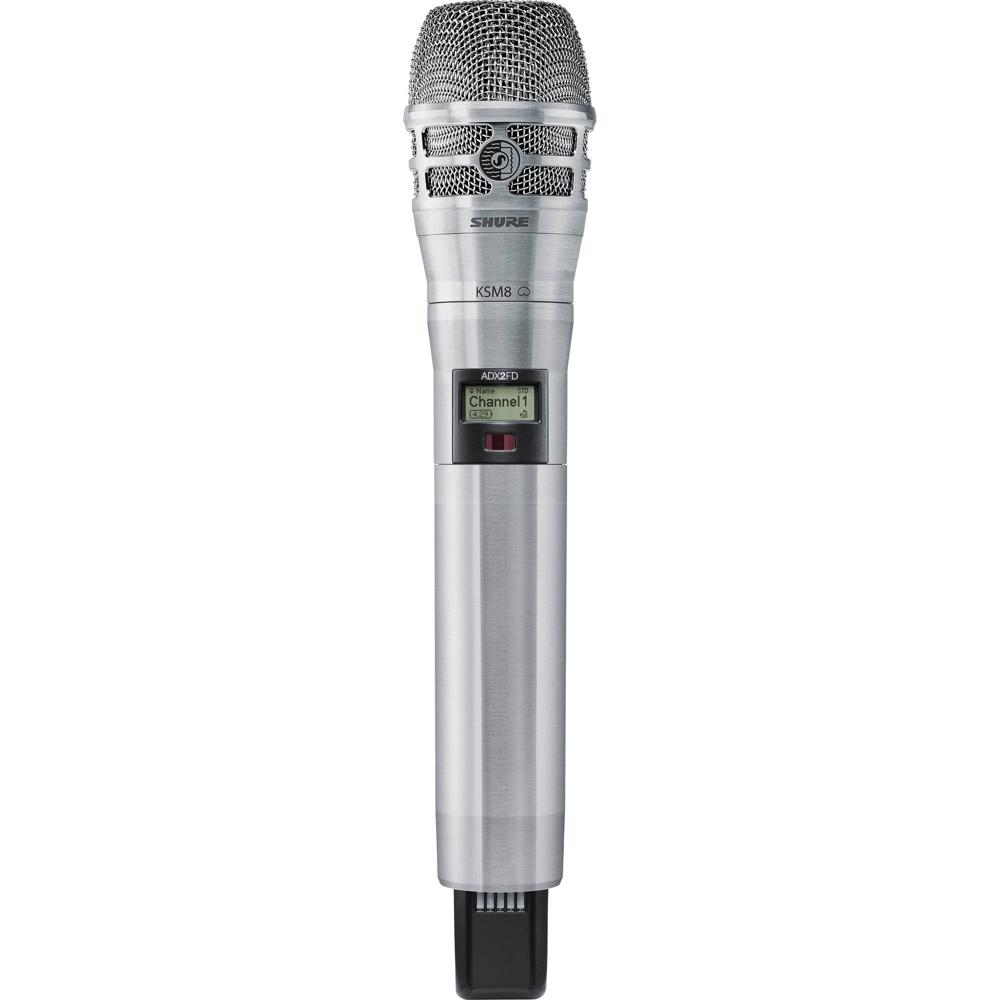 Shure ADX2FD/K8N Micrófono Inalámbrico Digital de Mano con Cápsula KSM8 (G57: 470 a 616 MHz, Níquel)